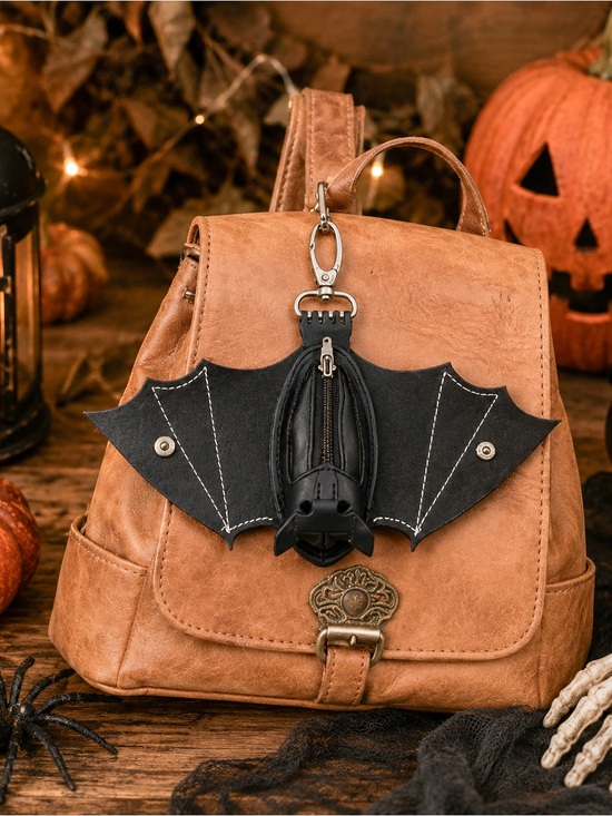 Accessories - Bat Hidden Compartment Faux Leather Bag Charm Keychain